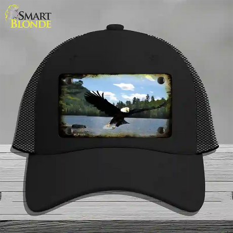 Eagle Over Water Novelty License Plate Hat Mesh / Black