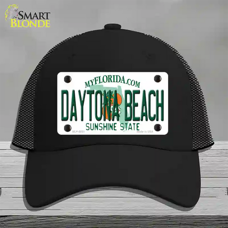 Daytona Beach Florida Novelty License Plate Hat Mesh / Black