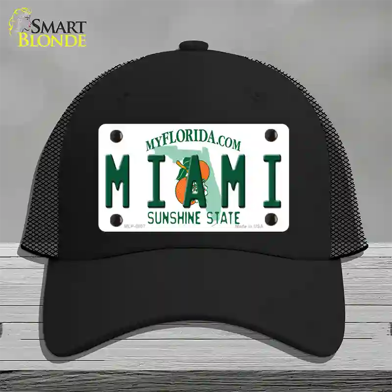 Miami Florida Novelty License Plate Hat Mesh / Black