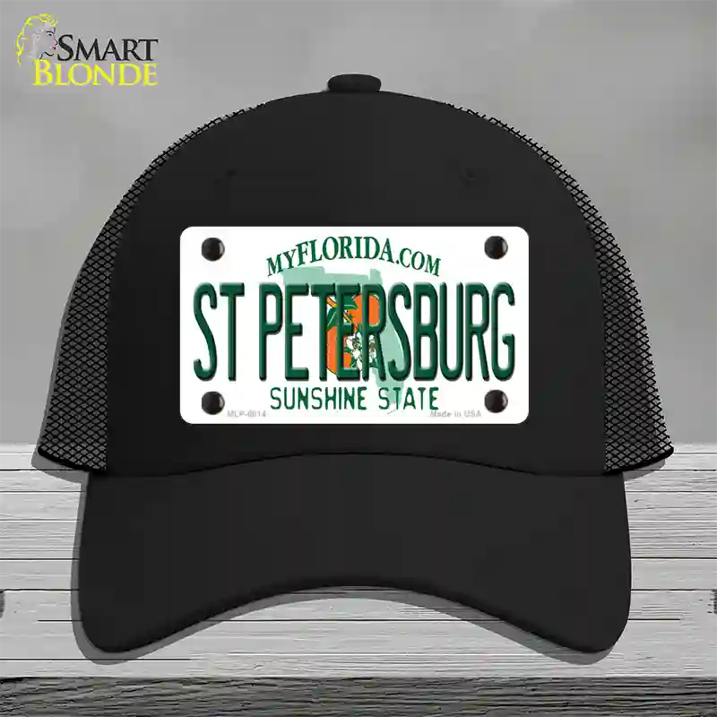 St Petersburg Florida Novelty License Plate Hat Mesh / Black