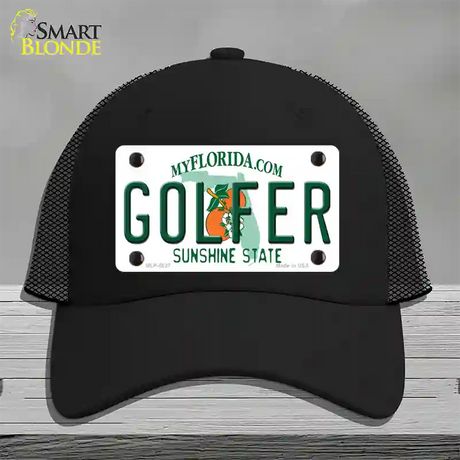 Golfer Florida Novelty License Plate Hat Mesh / Black