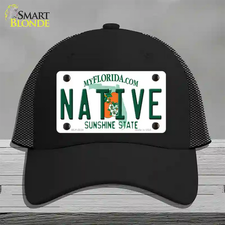 Native Florida Novelty License Plate Hat Mesh / Black