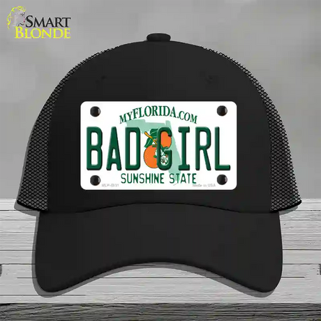 Bad Girl Florida Novelty License Plate Hat Mesh / Black