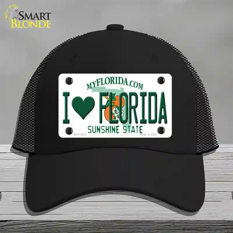 I Love Florida Novelty License Plate Hat Mesh / Black