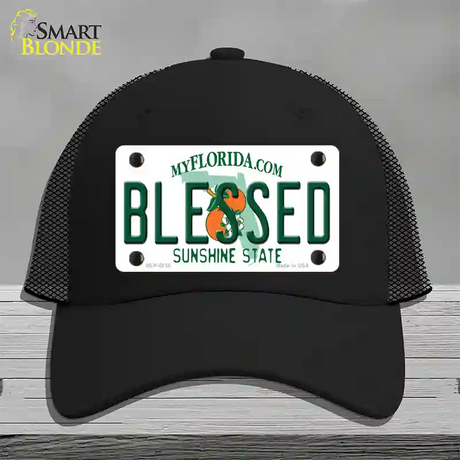 Blessed Florida Novelty License Plate Hat Mesh / Black