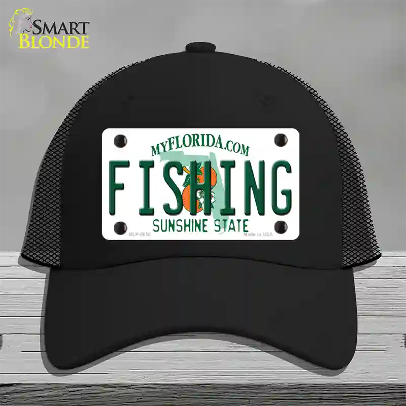 Fishing Florida Novelty License Plate Hat Mesh / Black