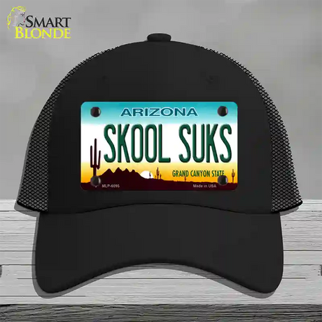 Arizona Skool Suks Novelty License Plate Hat Mesh / Black