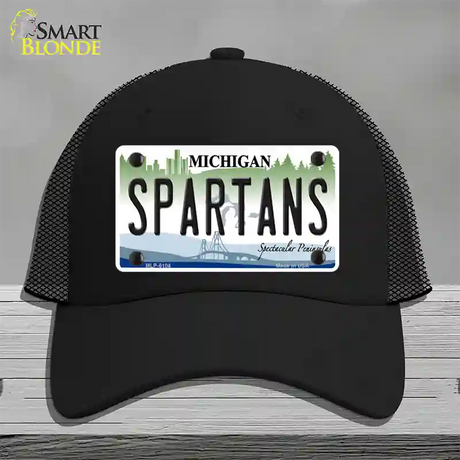 Spartans Michigan Novelty License Plate Hat Mesh / Black