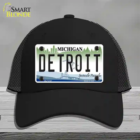 Detroit Michigan Novelty License Plate Hat Mesh / Black