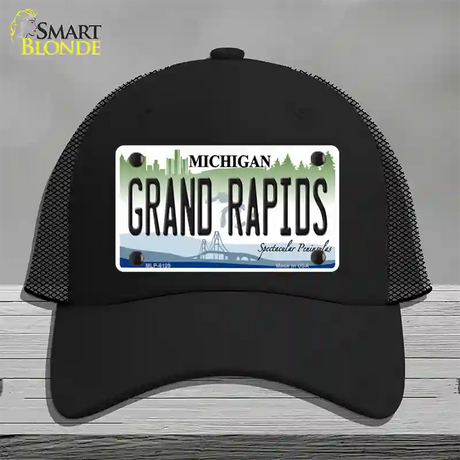 Grand Rapids Michigan Novelty License Plate Hat Mesh / Black