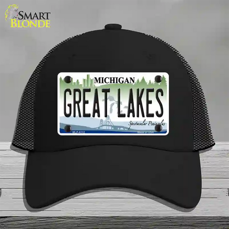 Great Lakes Michigan Novelty License Plate Hat Mesh / Black