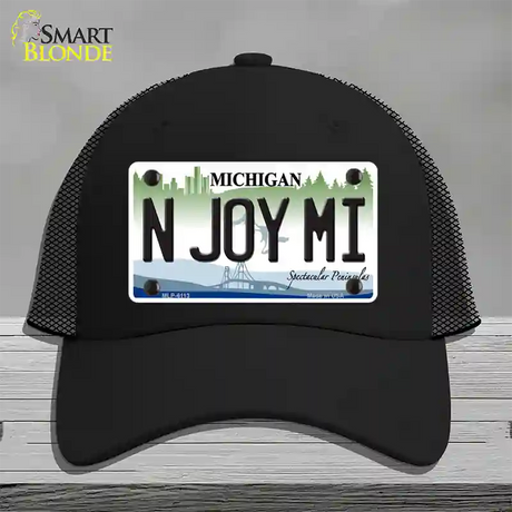 N Joy Mi Michigan Novelty License Plate Hat Mesh / Black