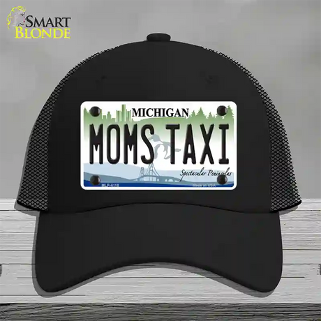 Moms Taxi Michigan Novelty License Plate Hat Mesh / Black