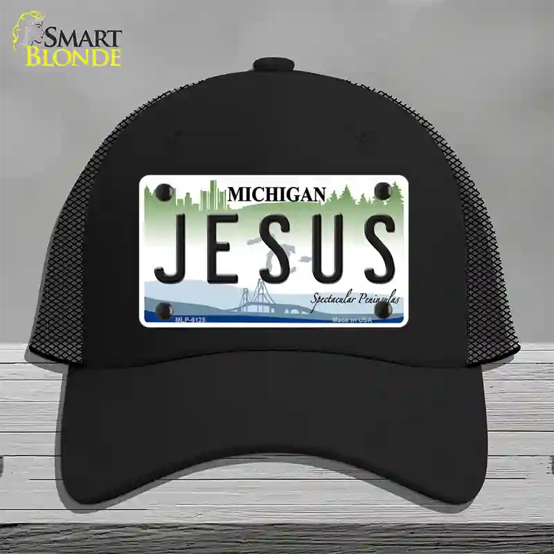 Jesus Michigan Novelty License Plate Hat Mesh / Black