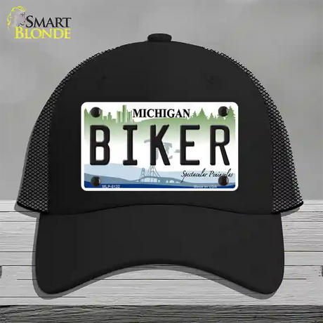 Biker Michigan Novelty License Plate Hat Mesh / Black