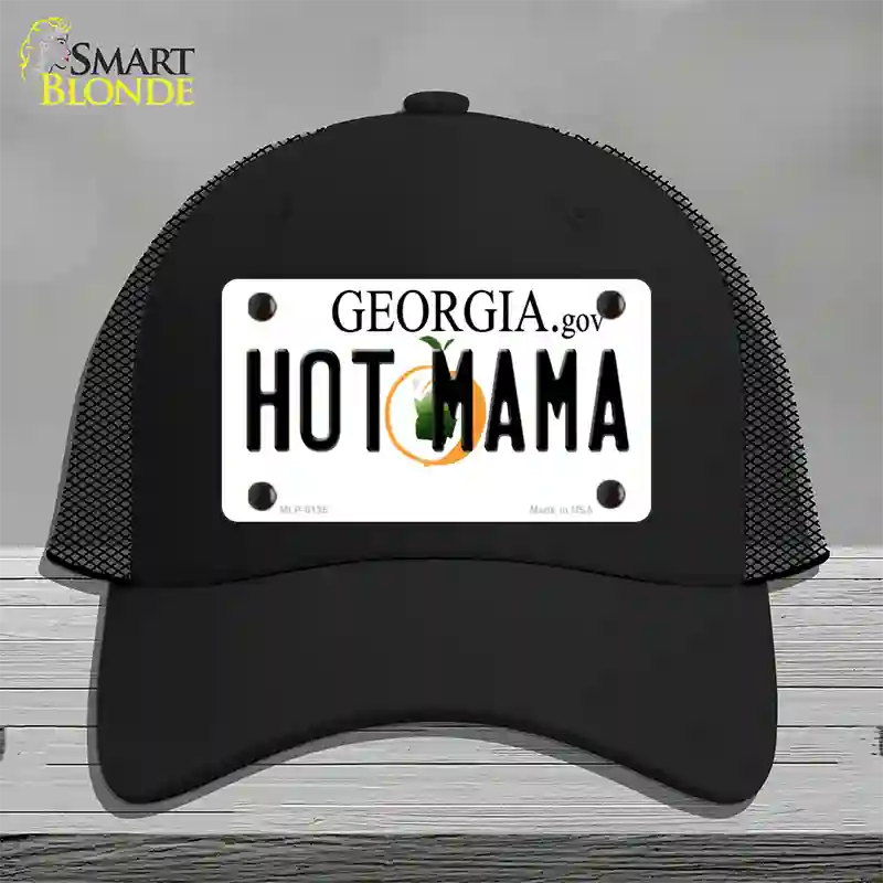 Hot Mama Georgia Novelty License Plate Hat Mesh / Black