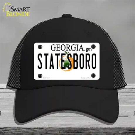 Statesboro Georgia Novelty License Plate Hat Mesh / Black