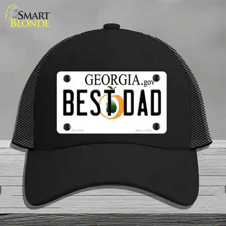 Best Dad Georgia Novelty License Plate Hat Mesh / Black