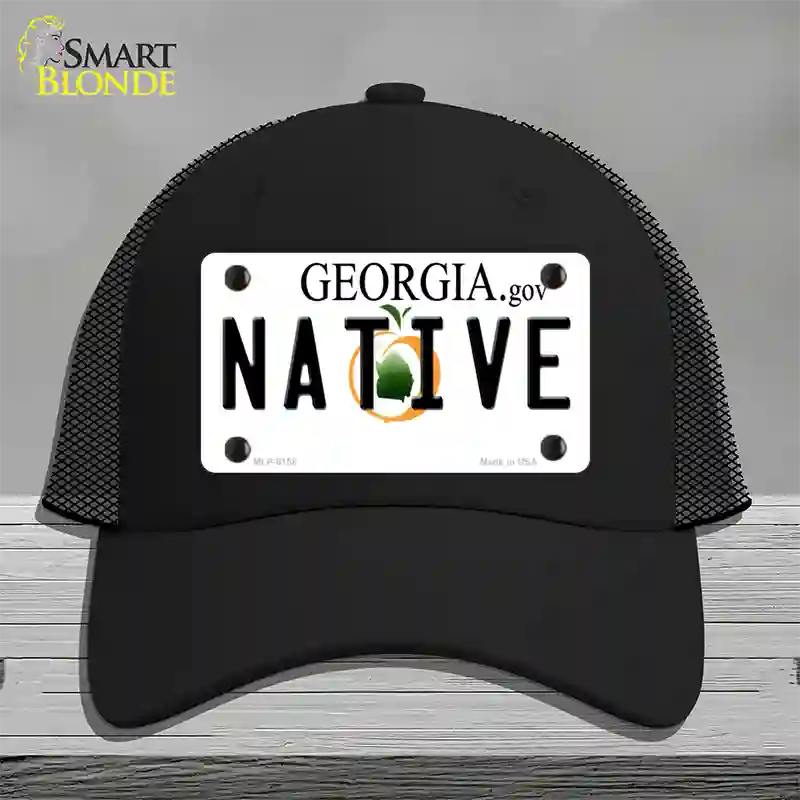 Native Georgia Novelty License Plate Hat Mesh / Black