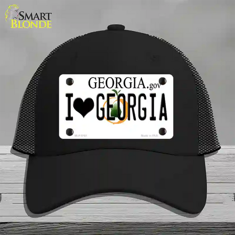 I Love Georgia Novelty License Plate Hat Mesh / Black