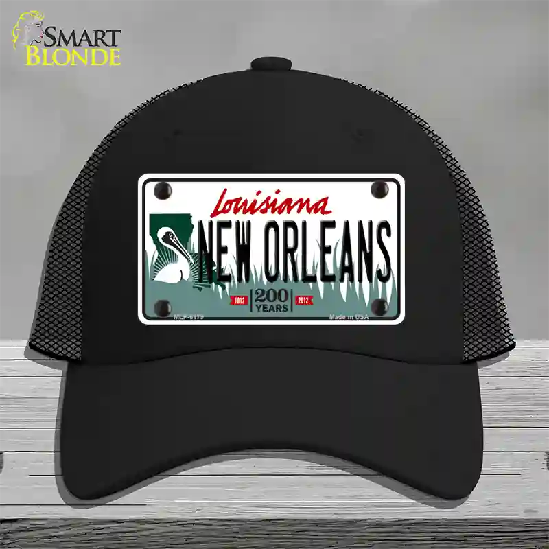 New Orleans Louisiana Novelty License Plate Hat Mesh / Black