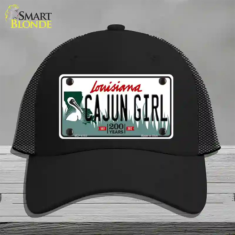 Cajun Girl Louisiana Novelty License Plate Hat Mesh / Black