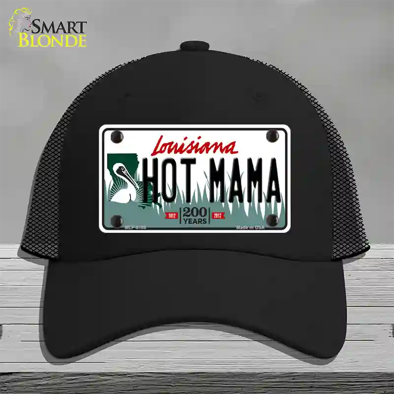 Hot Mama Louisiana Novelty License Plate Hat Mesh / Black