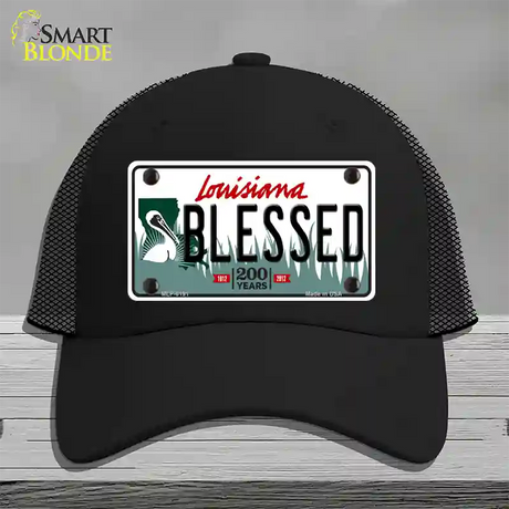 Blessed Louisiana Novelty License Plate Hat Mesh / Black