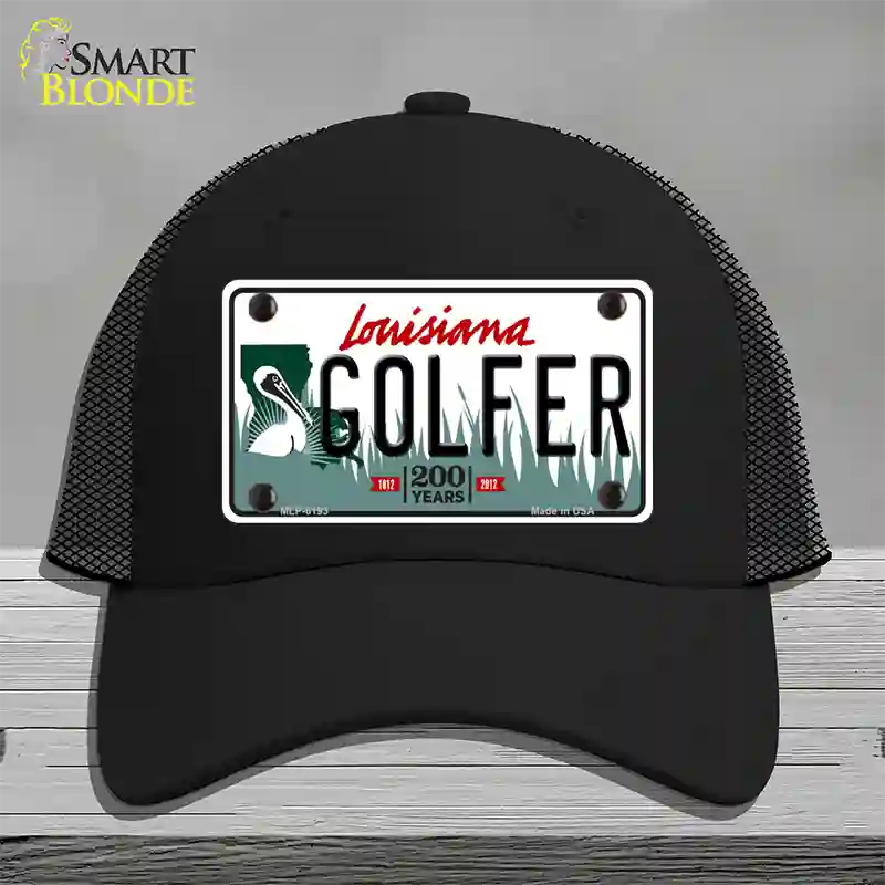 Golfer Louisiana Novelty License Plate Hat Mesh / Black