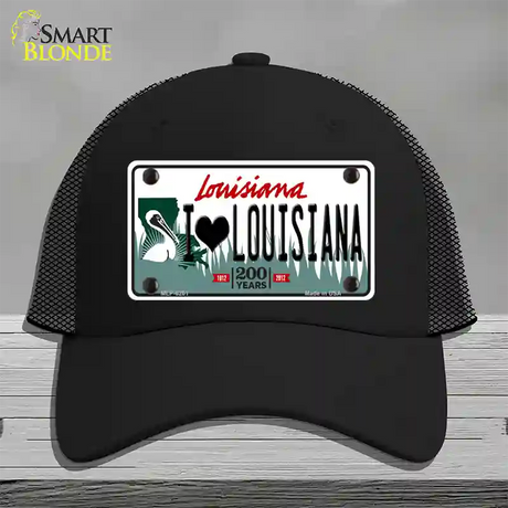 I Love Louisiana Novelty License Plate Hat Mesh / Black