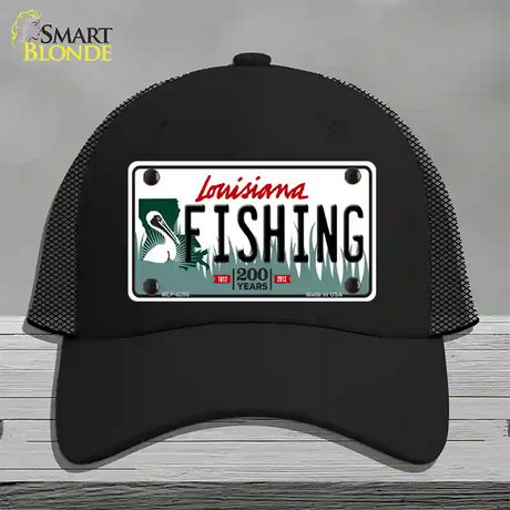 Fishing Louisiana Novelty License Plate Hat Mesh / Black