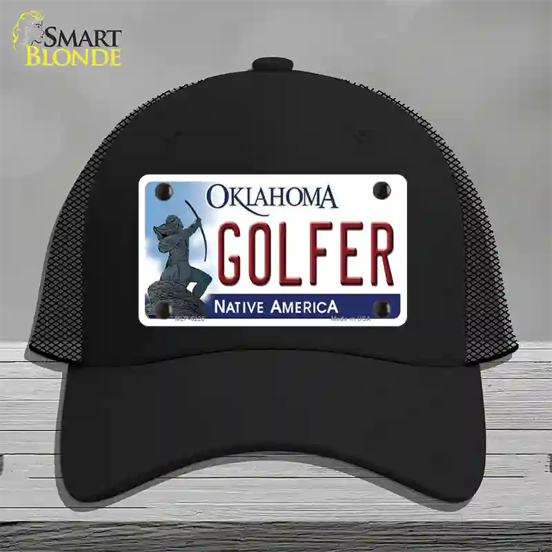 Golfer Oklahoma Novelty License Plate Hat Mesh / Black