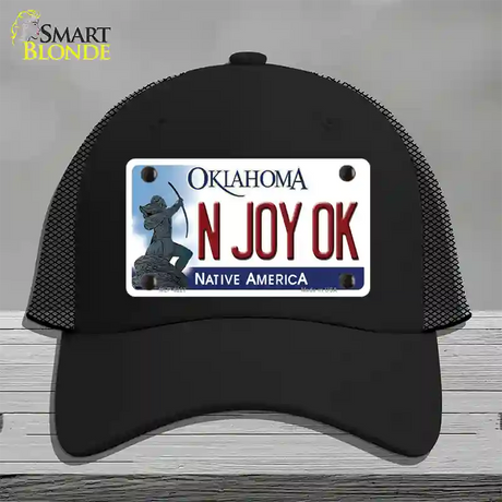 N Joy Ok Oklahoma Novelty License Plate Hat Mesh / Black