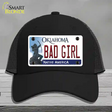 Bad Girl Oklahoma Novelty License Plate Hat Mesh / Black