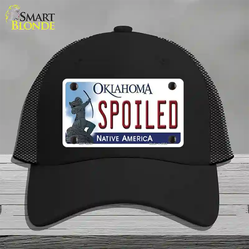 Spoiled Oklahoma Novelty License Plate Hat Mesh / Black