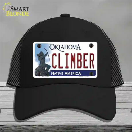 Climber Oklahoma Novelty License Plate Hat Mesh / Black