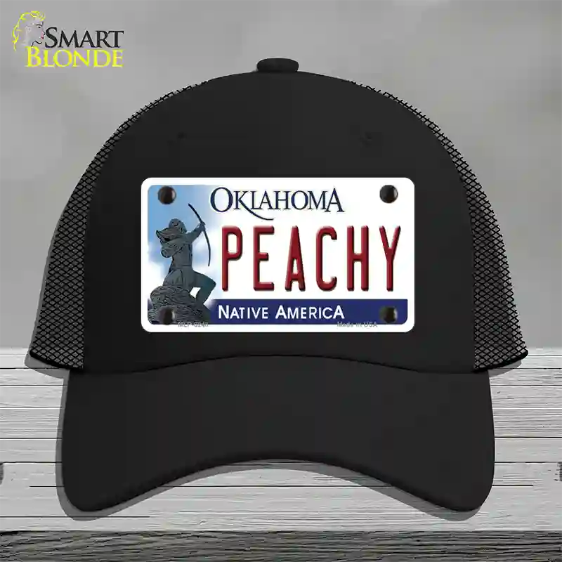 Peachy Oklahoma Novelty License Plate Hat Mesh / Black