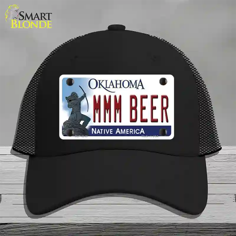 MMM Beer Oklahoma Novelty License Plate Hat Mesh / Black