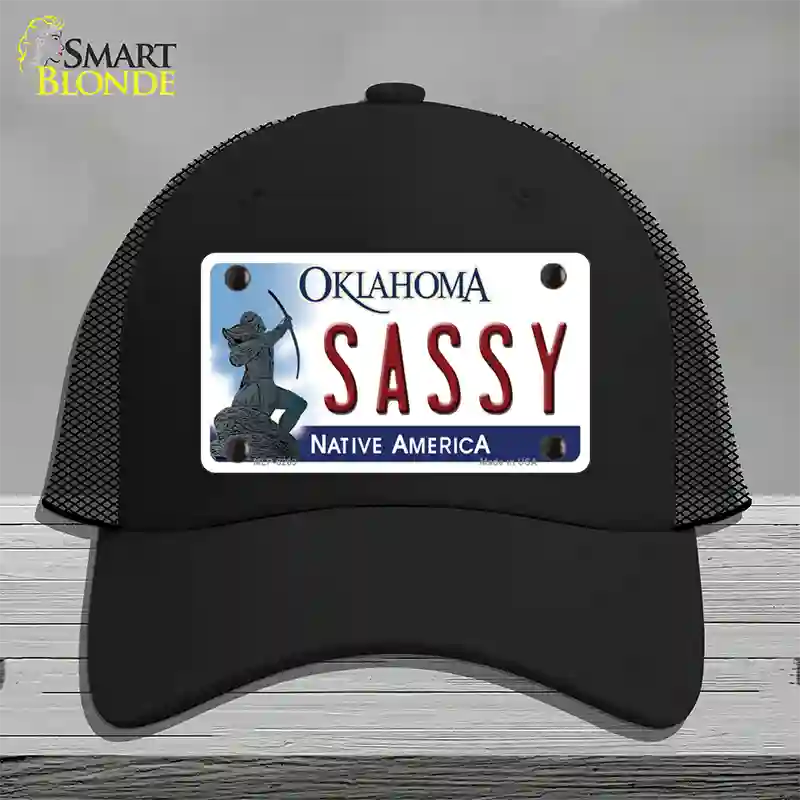 Sassy Oklahoma Novelty License Plate Hat Mesh / Black