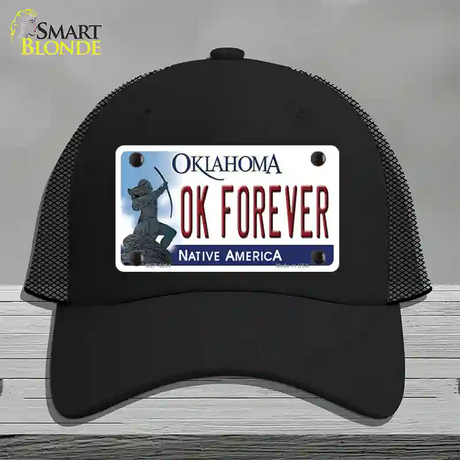 Ok Forever Oklahoma Novelty License Plate Hat Mesh / Black