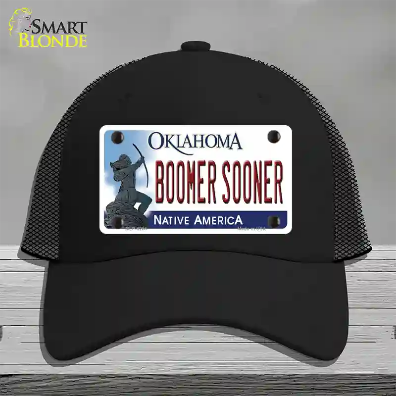 Boomer Sooner Oklahoma Novelty License Plate Hat Mesh / Black