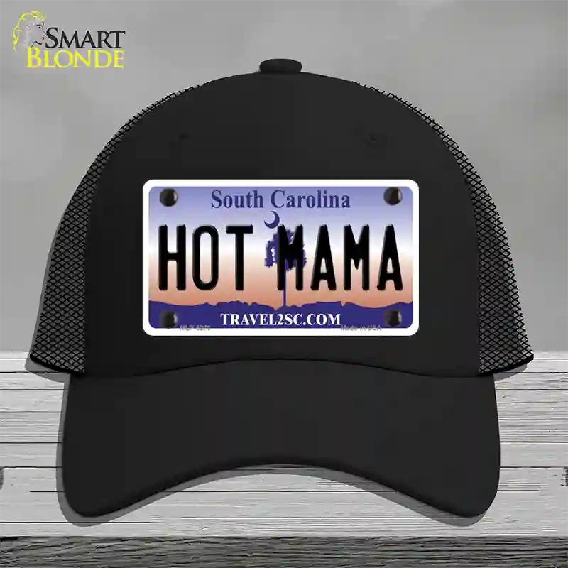 Hot Mama South Carolina Novelty License Plate Hat Mesh / Black