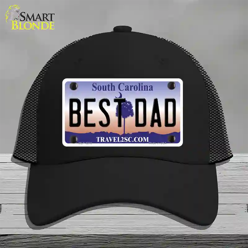 Best Dad South Carolina Novelty License Plate Hat Mesh / Black