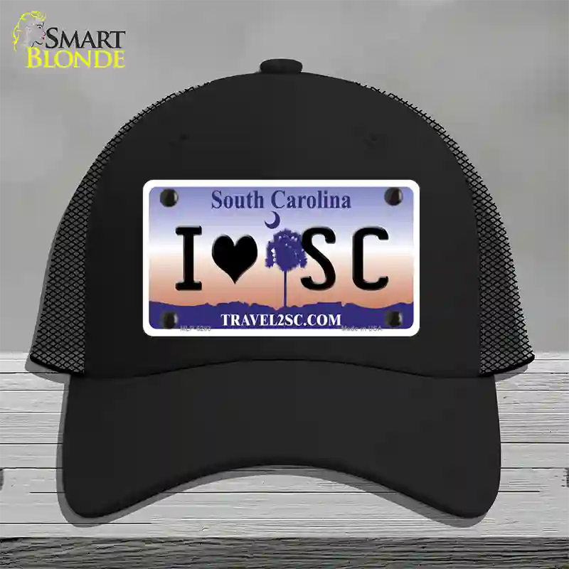 I Love South Carolina Novelty License Plate Hat Mesh / Black