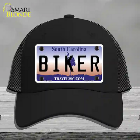 Biker South Carolina Novelty License Plate Hat Mesh / Black