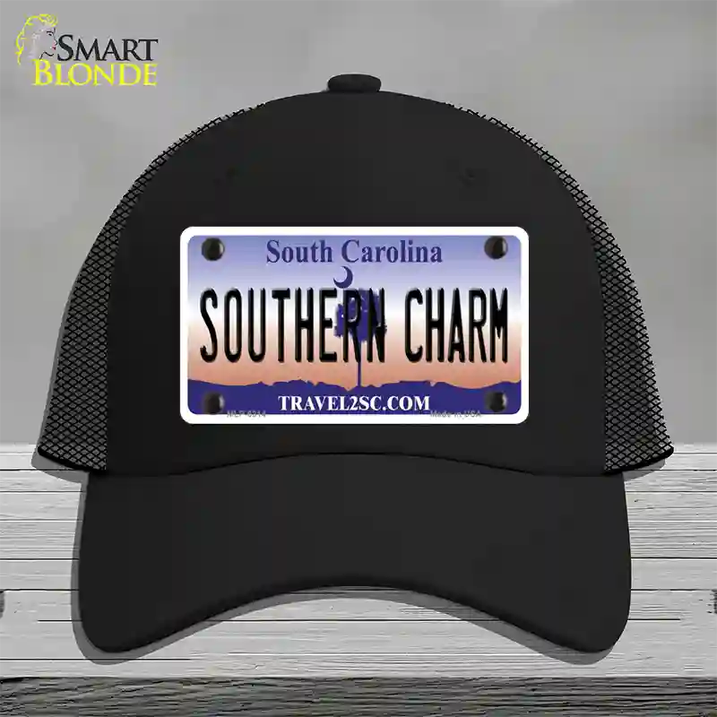 Southern Charm South Carolina Novelty License Plate Hat Mesh / Black