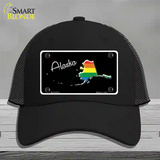 Alaska Rainbow Novelty License Plate Hat Mesh / Black