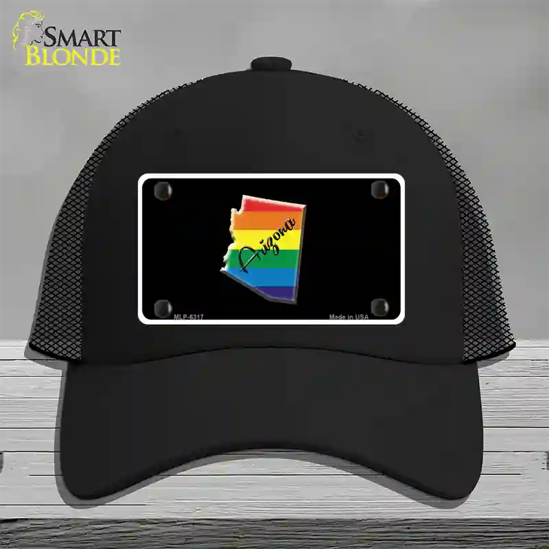 Arizona Rainbow Novelty License Plate Hat Mesh / Black