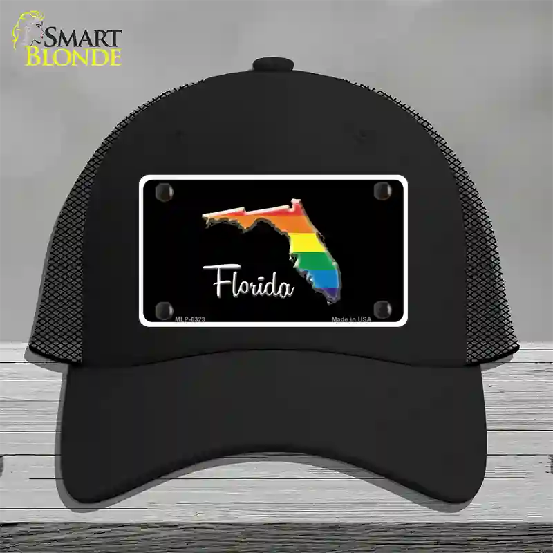 Florida Rainbow Novelty License Plate Hat Mesh / Black