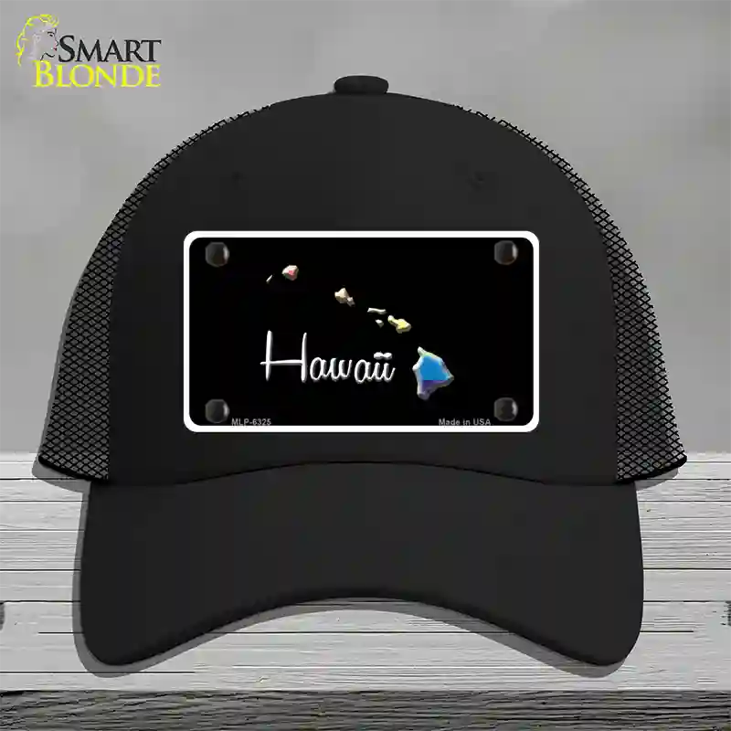 Hawaii Rainbow Novelty License Plate Hat Mesh / Black